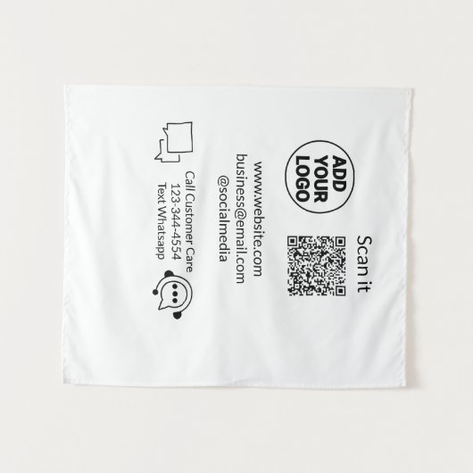 Bel de klantenservice tekst whatsapp Q R code busi Wandkleed (Voorkant (horizontaal))