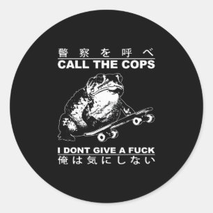 Bel de politie ik geef geen fck skateboarden Toa Ronde Sticker