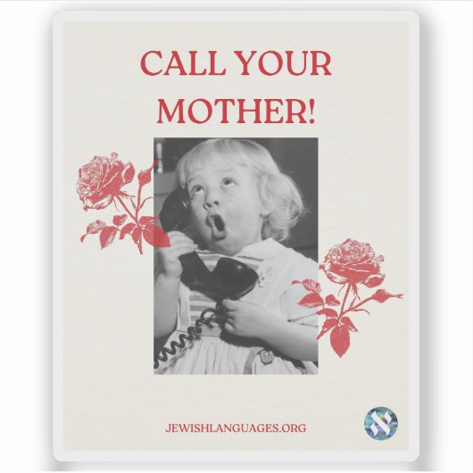 Bel je moeder! Engels Sticker (Voorkant)