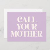 Bel je moeder grappige mam Quote in Lavender Briefkaart (Voorkant / Achterkant)