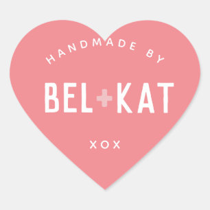 BEL + KAT HART modern logo koraal Sticker