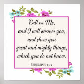 Bel me Bijbel Verse Jeremiah Christelijke Gicleé Poster (Voorkant)