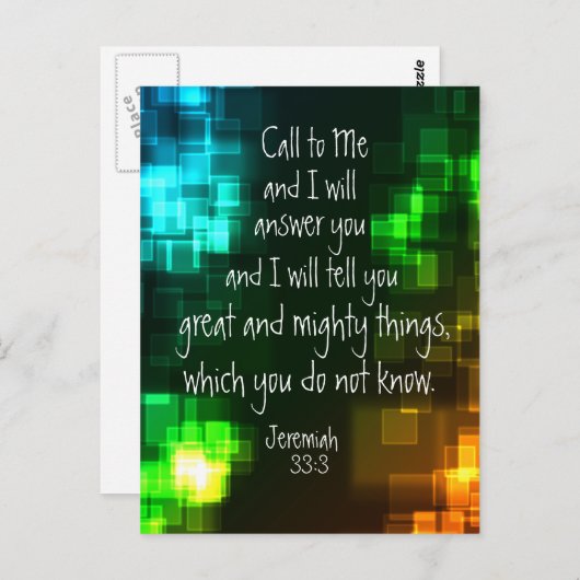 Bel me Bijbelversie Jeremiah 33:3 Briefkaart (Voorkant / Achterkant)