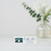 Bel me! Blauwgroen kaarten voor telefoongesprekken Mini Visitekaartje (Staand voorkant)