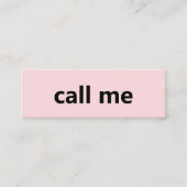 Bel me Bleek Roze en Zwart Jouw naam Telefoonnumme Mini Visitekaartje (Voorkant)
