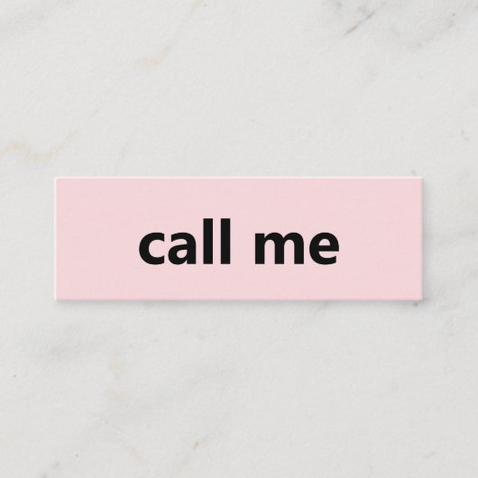 Bel me Bleek Roze en Zwart Jouw naam Telefoonnumme Mini Visitekaartje (Voorkant)