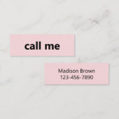 Bel me Bleek Roze en Zwart Jouw naam Telefoonnumme Mini Visitekaartje (Voorkant / Achterkant)