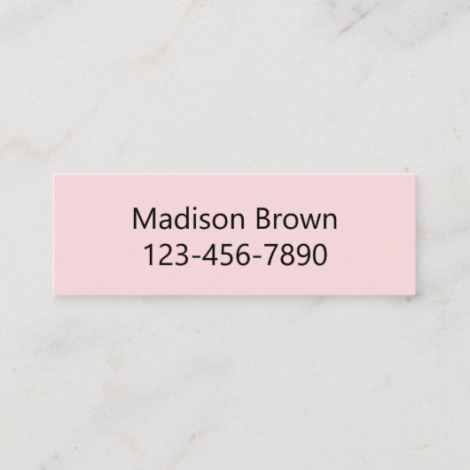 Bel me Bleek Roze en Zwart Jouw naam Telefoonnumme Mini Visitekaartje (Achterkant)