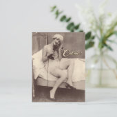 Bel me. briefkaart van 1920, flapper girl risqué (Staand voorkant)