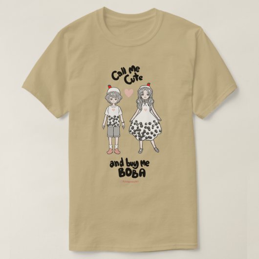 Bel me Cute en koop me Boba T-shirt (Design voorkant)