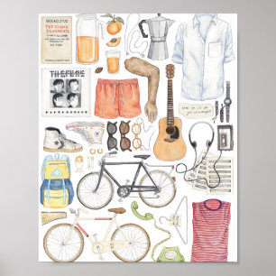 Bel me door Jouw naam Minimale illustratie schilde Poster