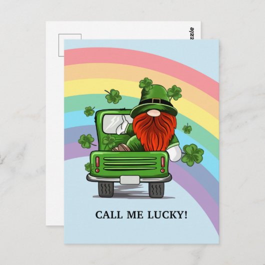 Bel me Lucky Irish Gnome Briefkaart (Voorkant / Achterkant)