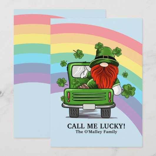 Bel me Lucky Irish Gnome St Patricks Day Feestdagenkaart (Voorkant / Achterkant)