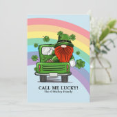 Bel me Lucky Irish Gnome St Patricks Day Feestdagenkaart (Staand voorkant)
