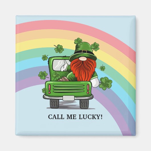 Bel me Lucky Irish Gnome St Patricks Day Magneet (Voorkant)
