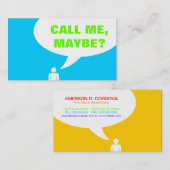 Bel me, misschien? spraakbel (aanpasbare kleur) visitekaartje (Voorkant / Achterkant)