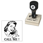 Bel me! - retro dame aan de telefoon rubberstempel (Gestempeld)