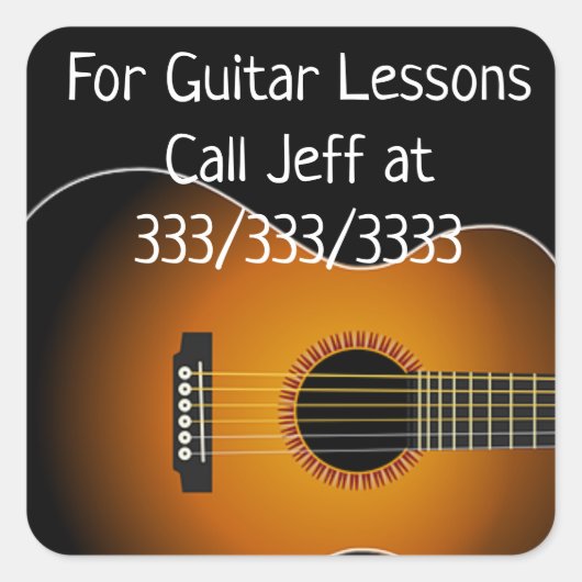 Bel me voor Guitar Lessons Promociers Vierkante Sticker (Voorkant)