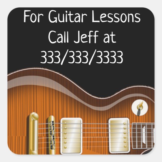 Bel me voor Guitar Lessons Promociers Vierkante Sticker (Voorkant)