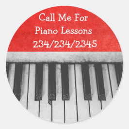 Bel me voor pianoles promotietekers ronde sticker