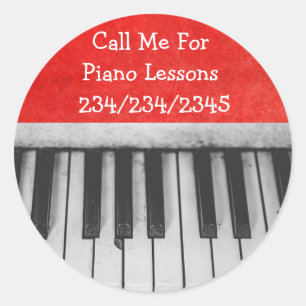 Bel me voor pianoles promotietekers ronde sticker