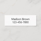 Bel me Wit en Zwart Jouw naam Telefoonnummer Mini Visitekaartje (Achterkant)