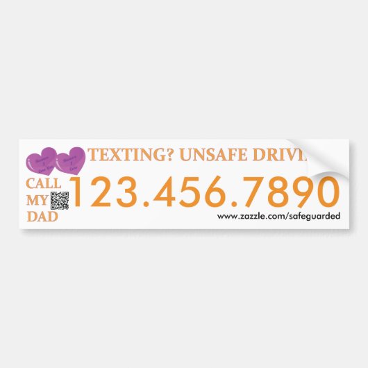 Bel mijn vader - Sms'en naar Safedriving LifeSaver Bumpersticker (Voorkant)