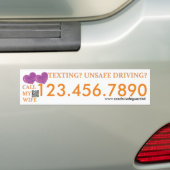 Bel mijn vrouw - Sms'en op Safedriving LifeSaver B Bumpersticker (Op auto)