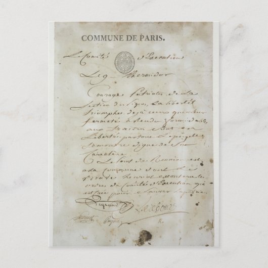 Bel van Maximilien de Robespierre Briefkaart (Voorkant)