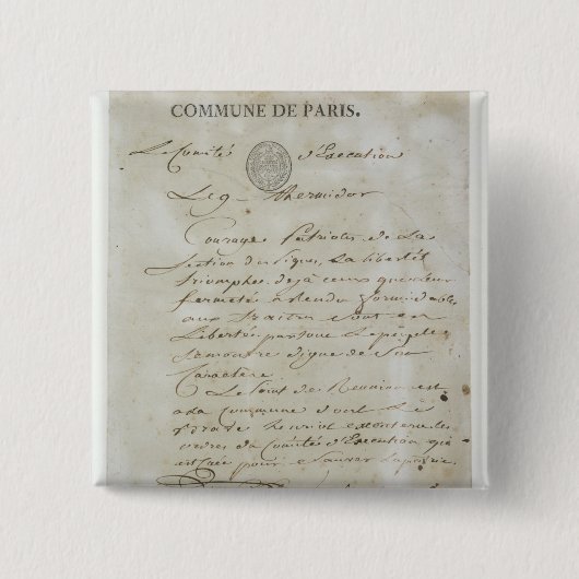 Bel van Maximilien de Robespierre Vierkante Button 5,1 Cm (Voorkant)