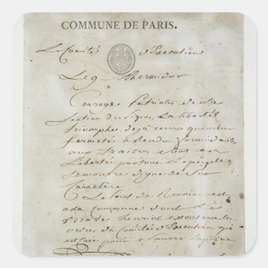 Bel van Maximilien de Robespierre Vierkante Sticker (Voorkant)