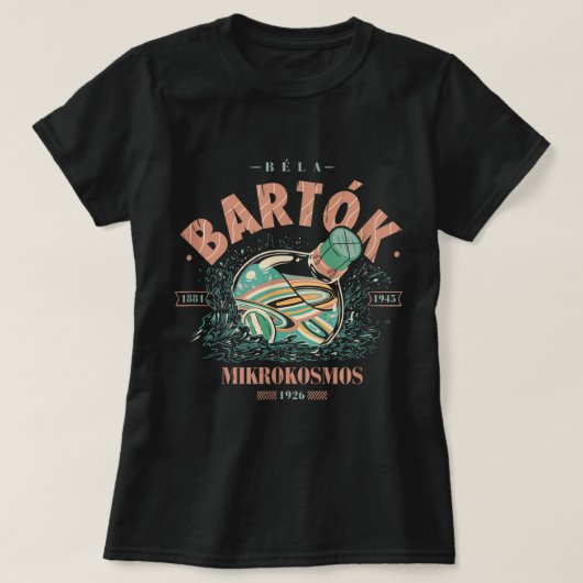 Bela Bartok Compositor dirige klassieke muziekcos T-shirt (Design voorkant)