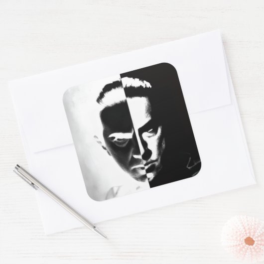 Bela Black & White Vierkante Sticker (Envelop)