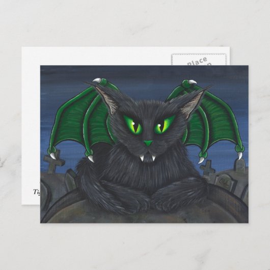 Bela Vampire Cat Gothic Fantasy Art Briefkaart (Voorkant / Achterkant)