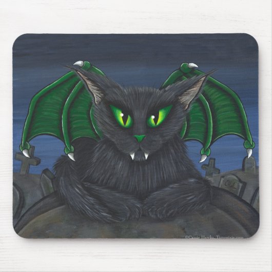 Bela Vampire Cat Gothic Fantasy Art Mousepad Muismat (Voorkant)
