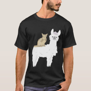 Belachelijke kat die op lama alpaca rijdt dierenvr t-shirt