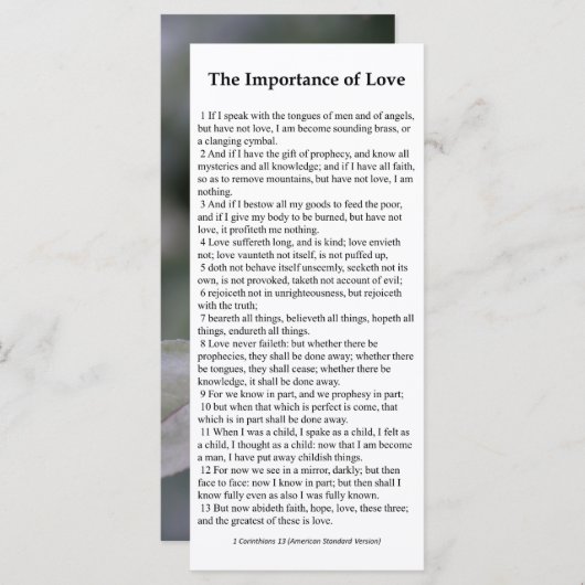 Belang van de Kaart van Love Prayer (Voorkant / Achterkant)