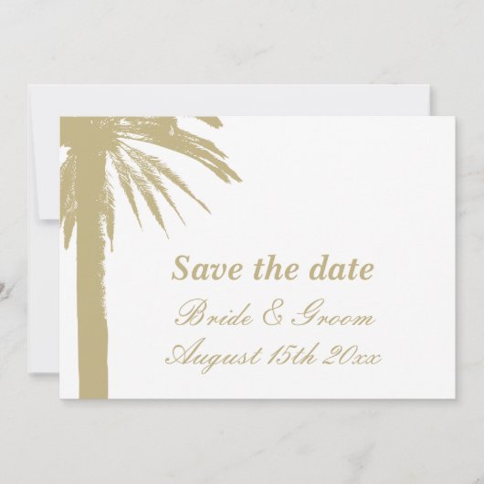 Belangrijk bewaar de datum palm strand trouwkaarte save the date (Voorkant)