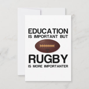 BELANGRIJK ONDERWIJS VOOR HET BELANG VAN RUGBY BEDANKKAART