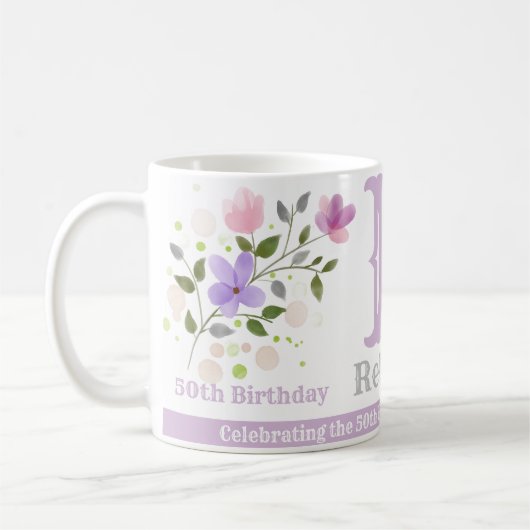 Belangrijk vogeldagnaam en -Initiaal - Floral desi Koffiemok (Links)