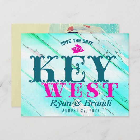 BELANGRIJK WEST-hout Bespaar de datum Save The Date (Voorkant / Achterkant)