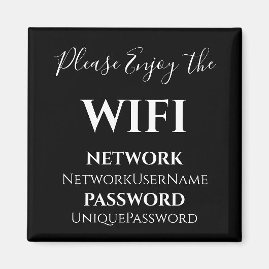 Belangrijk WiFi-netwerk en wachtwoord Magneet (Voorkant)