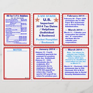 Belangrijke belastingdata 2014 / Helplines Pamphle Flyer