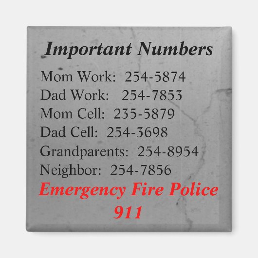 Belangrijke cijfers magneet (Voorkant)