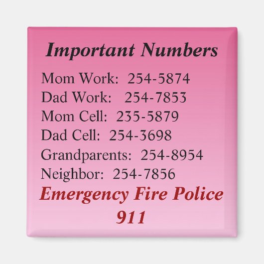 Belangrijke cijfers magneet (Voorkant)