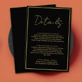 Belangrijke details over moderne zwarte en gouden  informatiekaartje