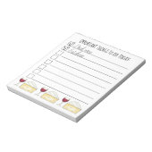 Belangrijke dingen om de lijst van Drink-etenskaas Notitieblok (Linkerzijde)