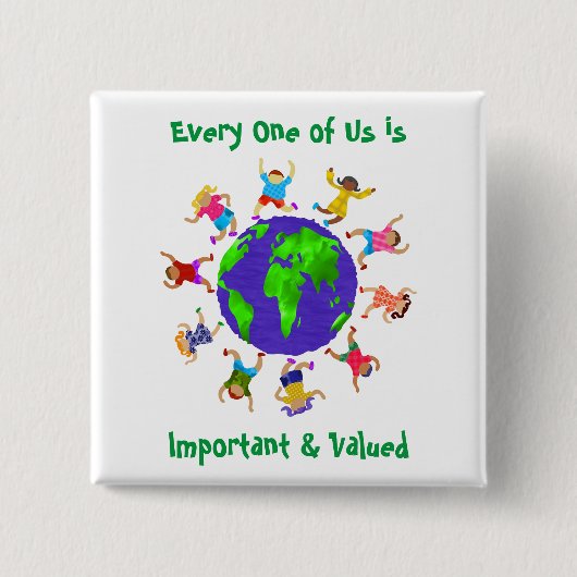 Belangrijke en gewaardeerde kinderen vierkante button 5,1 cm (Voorkant)