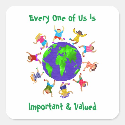 Belangrijke en gewaardeerde kinderen vierkante sticker (Voorkant)