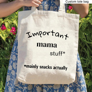 Belangrijke mama spullen, voornamelijk snacks eige tote bag